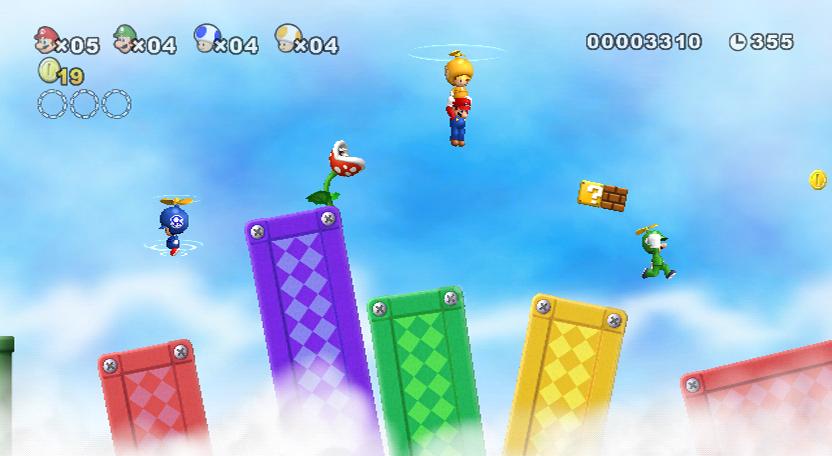 Mario jumping in Super Mario Wii